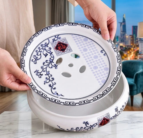 Thuyền Trà Sứ Có Khay Hứng Nước